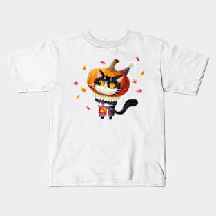 Pumpkin Cat Kids T-Shirt